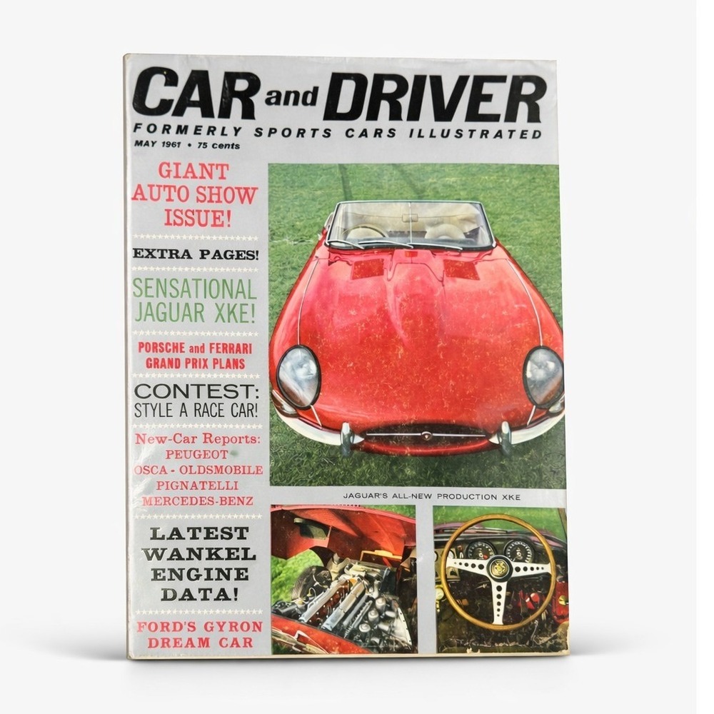 Vintage Car and Driver Magazine May 1961 Jaguar XKE Porsche Ferrari‎ Auto Show